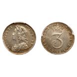 Great Britain. Three Pence, 1743. PCGS MS62