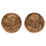 Switzerland. 10 Francs, 1914-B. PCGS AU58