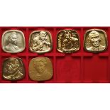 Israel. Judaica, Jewish-American Hall of Fame Medals, lot of 5 gold-plated silver and 1 gold-plated