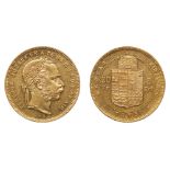 Hungary. 8 Forint 20 Francs, 1875-KB. VF-EF