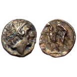 Judaea, Ptolemaic occupation. Ptolemy II Philadelphos. Silver 1/4 Ma'ah Obol - Tetartemorion (0.10 g
