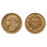Switzerland. 20 Francs, 1894-B. PCGS AU53