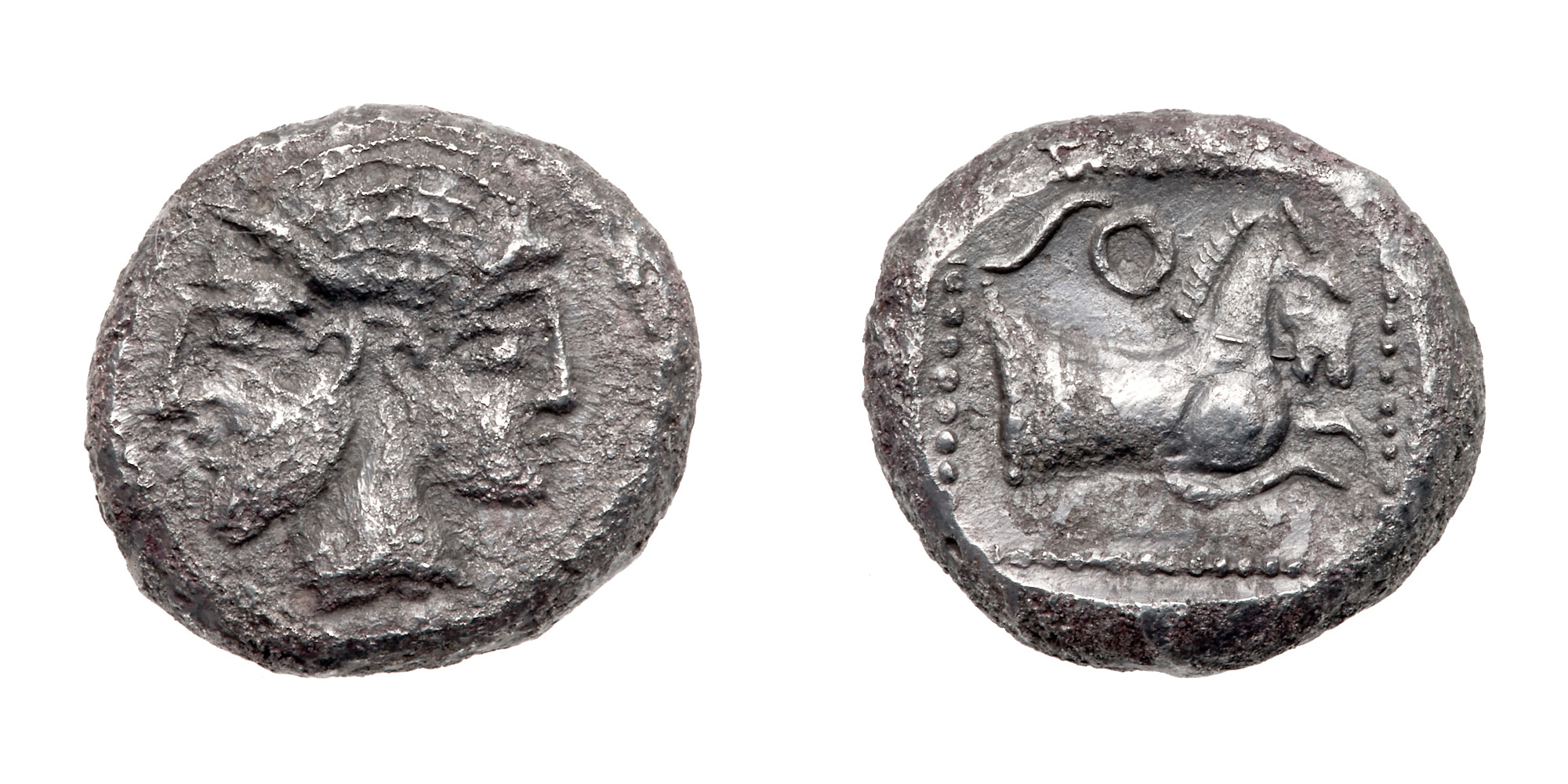 Philistia, Gaza. Silver Drachm (3.95 g), 5th century-333 BC. EF