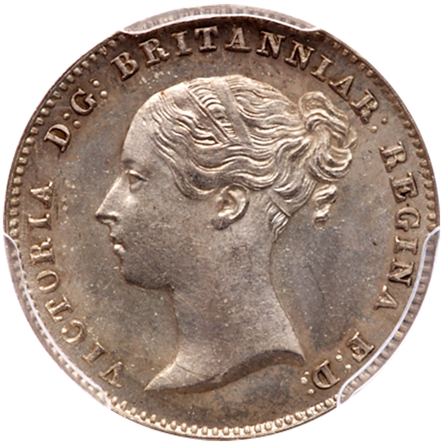 Great Britain. 3 Pence, 1845. PCGS MS64 - Image 2 of 3