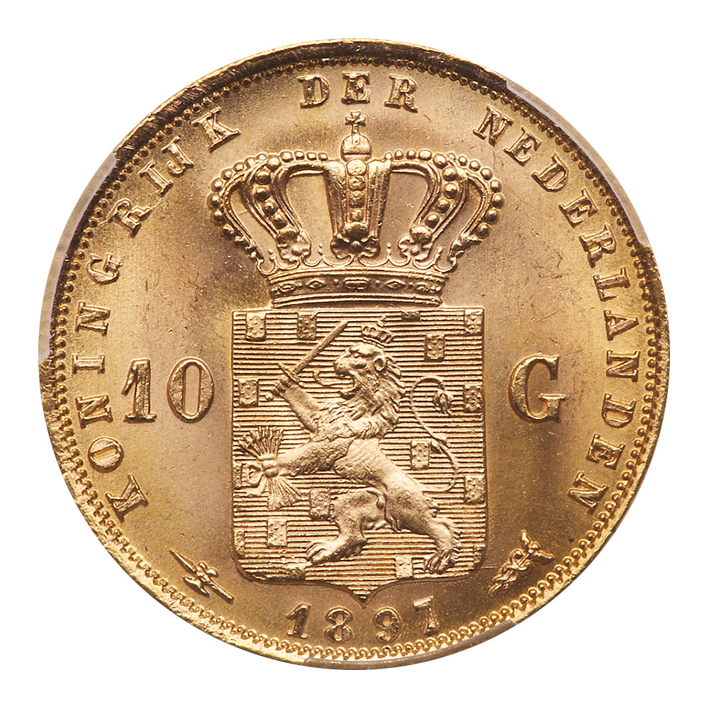 Netherlands. 10 Gulden, 1897. PCGS MS66 - Image 3 of 3