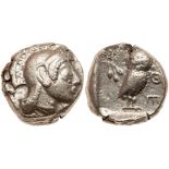 Attica, Athens. Silver Tetradrachm (15.93g) light-weight specimen. 510/500-480 BC