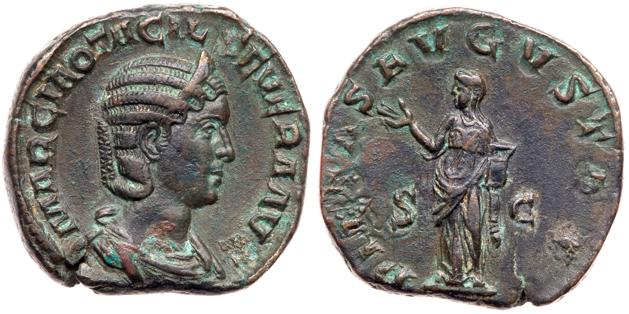 Otacilia Severa. ’ Sestertius (17.76 g), Augusta, AD 244-249. EF
