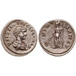 Geta. Silver Denarius (3.54 g), as Caesar, AD 198-209. AU