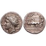 Sicily, Morgantina. Silver Tetradrachm (17.09 g), ca. 340 BC. EF