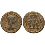 Elagabalus. ’ Bimetallic Medallion (37.48 g), AD 218-222. VF