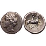 Calabria, Taras. Campano-Tarentine series. Silver Nomos (7.21 g), ca. 281-272 BC. VF