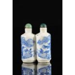 Tabatière chinoise double en porcelaine de chine blanc bleu - Région: Chine - [...]