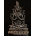Chine bouddha en bronze incrustations de turquoises - Région: Chine - Dimensions: [...]