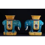 Chine paire de tabourets de jardin en forme d'éléphants en grès vernissé début [...]