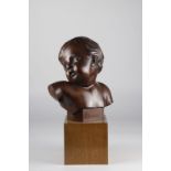 Europe Sculpture en bois buste d'enfant sur un socle 20ème - Dimensions: H310mm - [...]