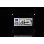 Andy WARHOL Billet de 2$, USA, timbrés et datant de 1976, signés par Andy Warhol. [...]