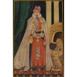 Grande peinture sur plaque d'ivoire représentant un Maharaja, INDE, XVIIIe. - [...]