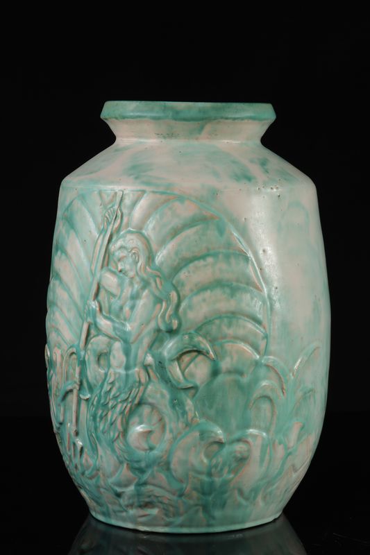 ART-DECO, vase en porcelaine à décor figuratif, XXe siècle. - Dimensions: H330mm [...] - Image 3 of 6