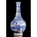 Chine vase blanc bleu à décor de guerriers époque transition (restauration au col) [...]
