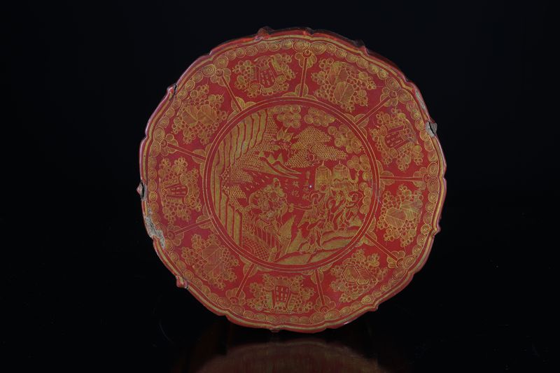 Chine boîte couverte en laque rouge décor décor de personnages et inscriptions [...] - Image 5 of 8