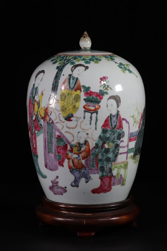 Chine vase couvert à décor de personnages 19ème - Dimensions: h370mm - Poids [...] - Image 2 of 7
