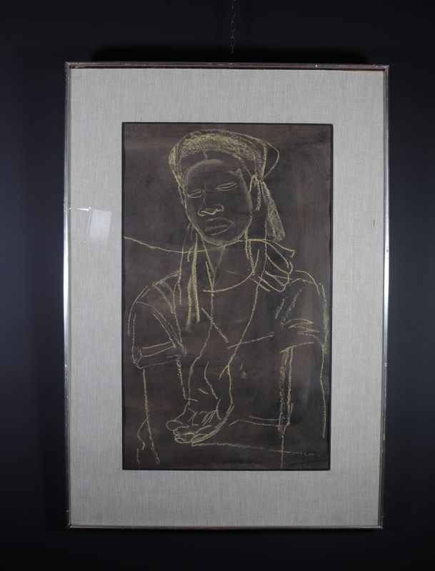 Floris JESPERS (1889-1965) portrait d'une jeune femme africaine, pastel sur feuille [...] - Image 4 of 4