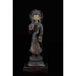 Chine Tibet statue en bronze avec incrustions époque Qing - Dimensions: H260mm - [...]