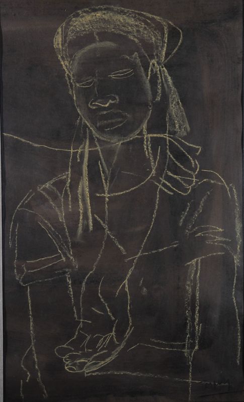 Floris JESPERS (1889-1965) portrait d'une jeune femme africaine, pastel sur feuille [...]