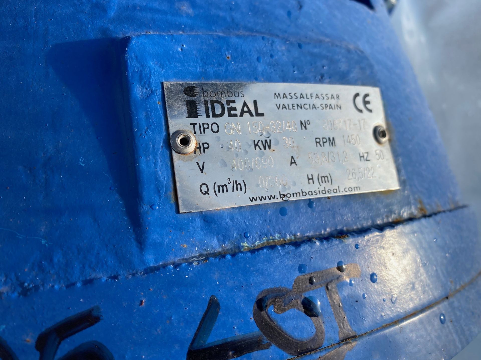 Bombas Idel, Model: GN1 150-32/40 Horizontal Pump, Capacity QM³/ho/ 360, H(M) 26, 5/22 400/690 - Image 4 of 6