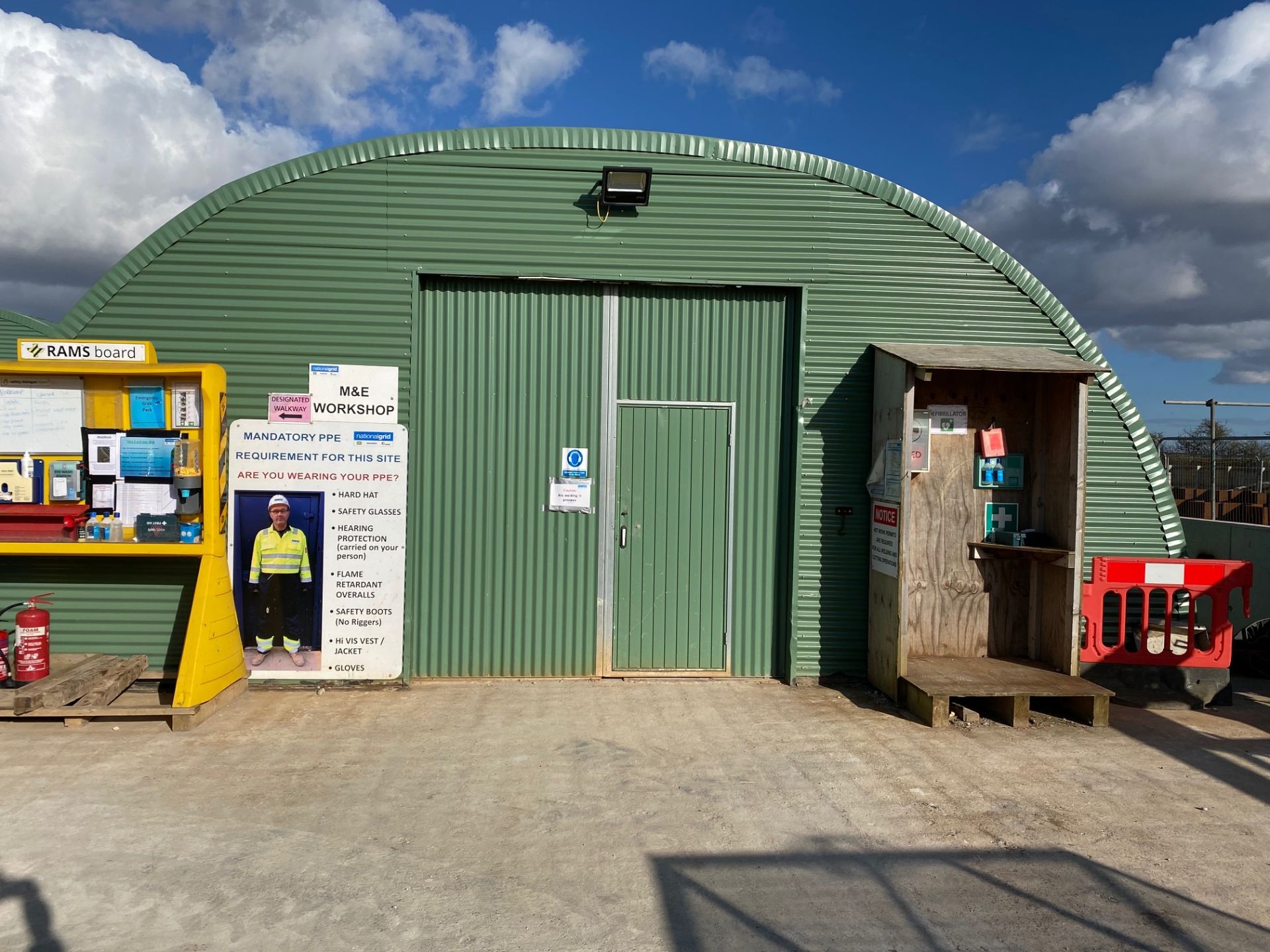 Nissen Hut, Corrugate Steel Hut with Clear Roof Panels, Double Entrance Doors One end and Single