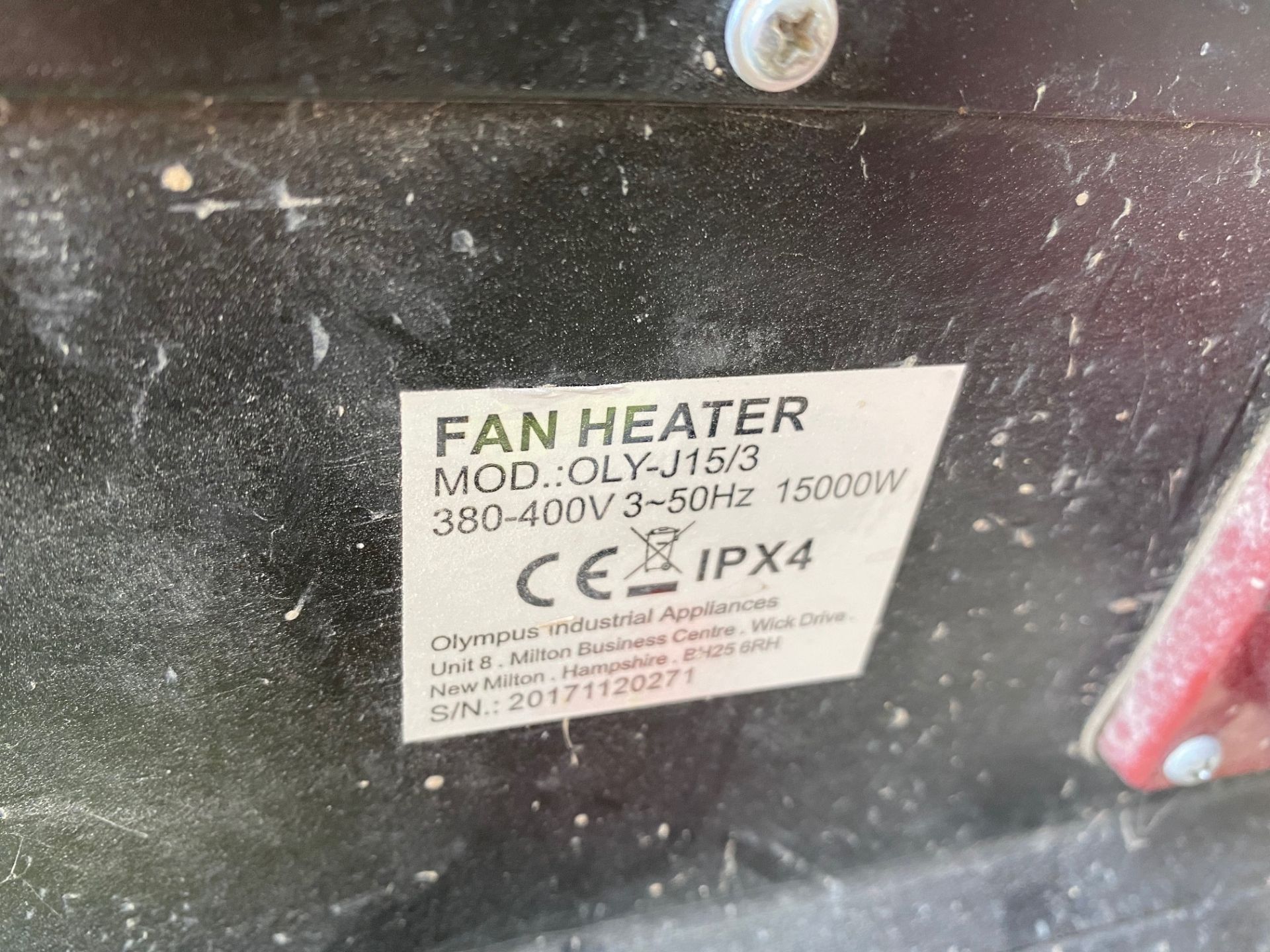 Jet Heat, Model: OLY-J15/3 Fan Heater 380-400 volt, 15000W, DOM: 2017, Serial No. 20171120271 ( - Image 2 of 3