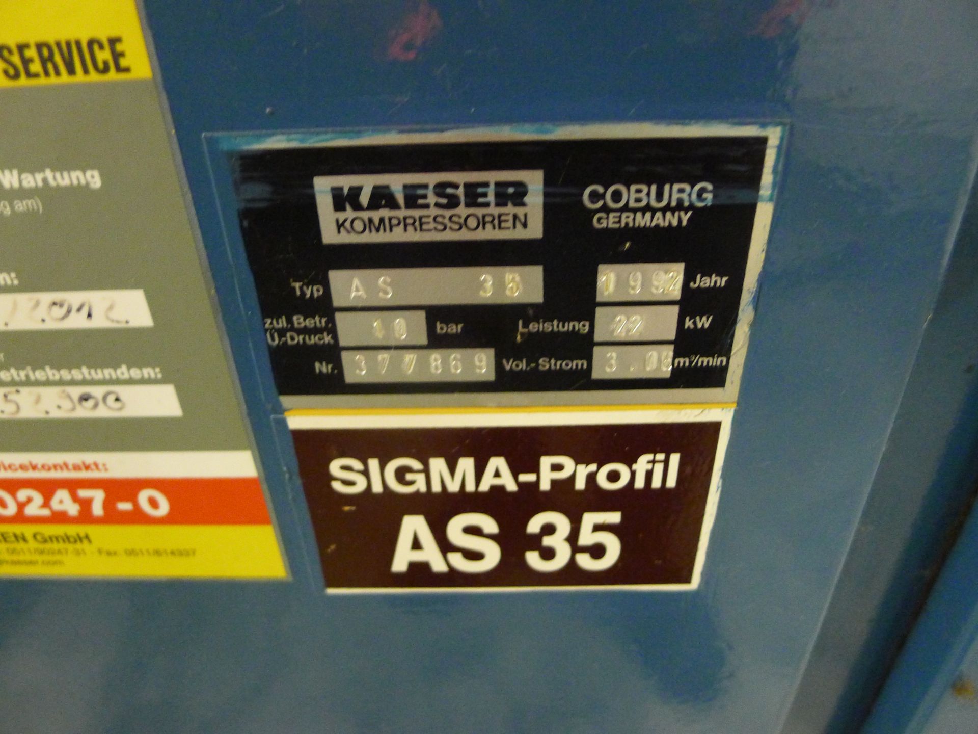 Kaeser AS-35 rotary screw air compressor Serial number 377869 (Dismantling and Loading Fee: €650) - Image 2 of 2