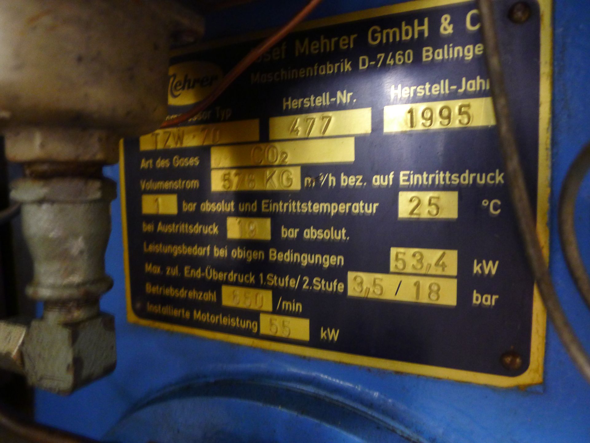 Josef Mehrer Type TZW-70 Two Stage water Cooled Compressor S/N 477 (Dismantling and Loading Fee: € - Image 2 of 3