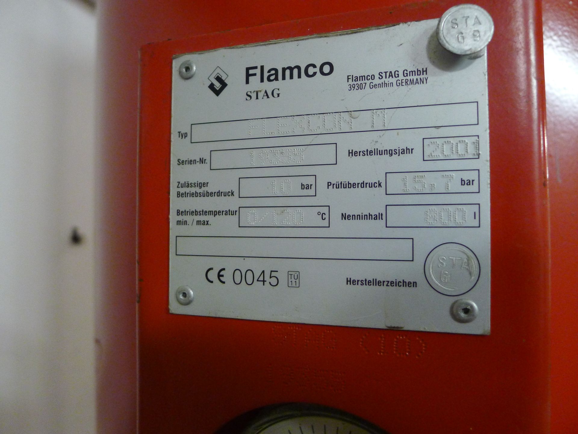 Flamco Flexcon M, 800 Ltr Capacity Pressure Vessel S/N 19355 (Dismantling and Loading Fee: €175) - Image 2 of 2