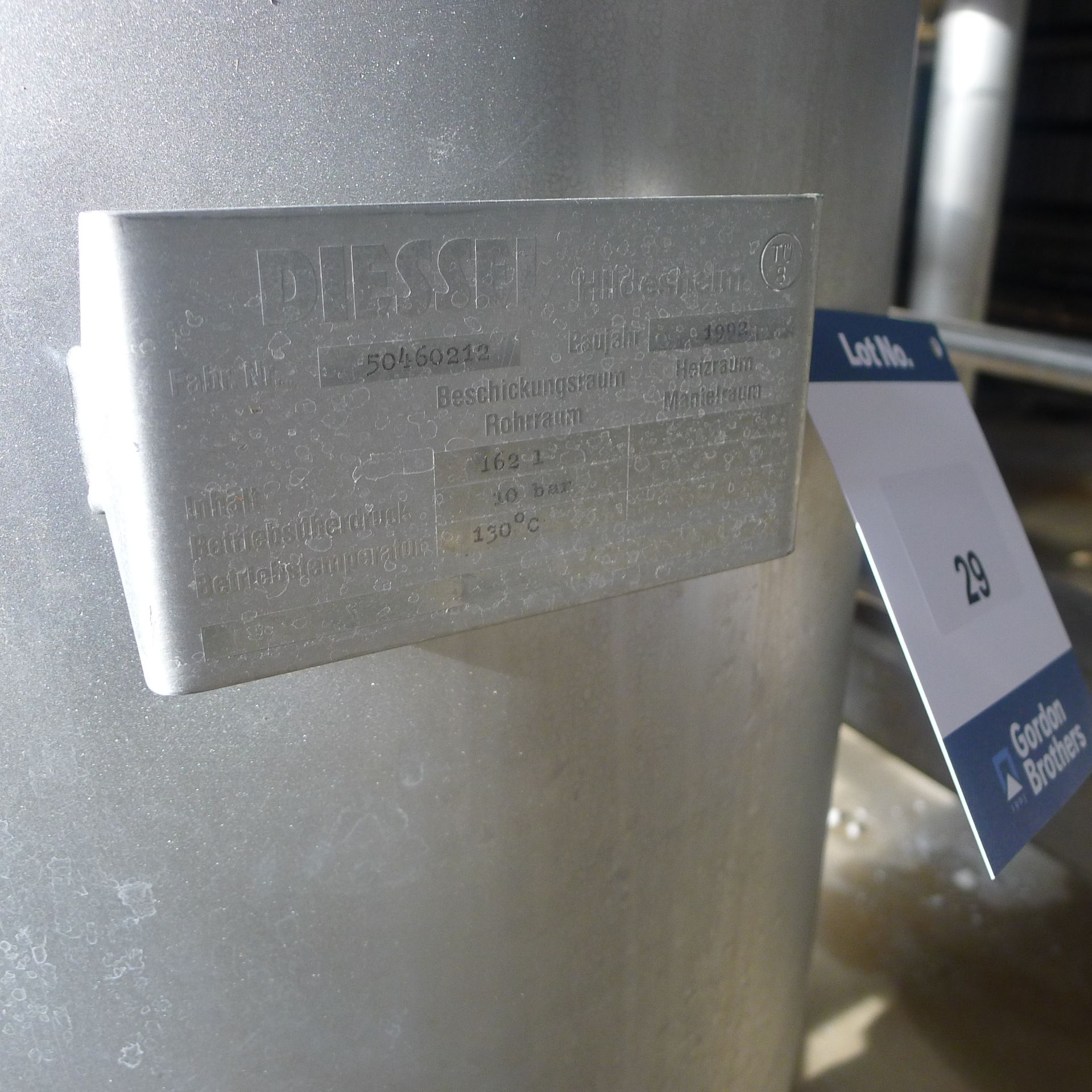 Dessel 162 liter (42.8 gallon) capacity stainless steel tank. Working pressure 10 bar (150 PSI), - Image 2 of 2