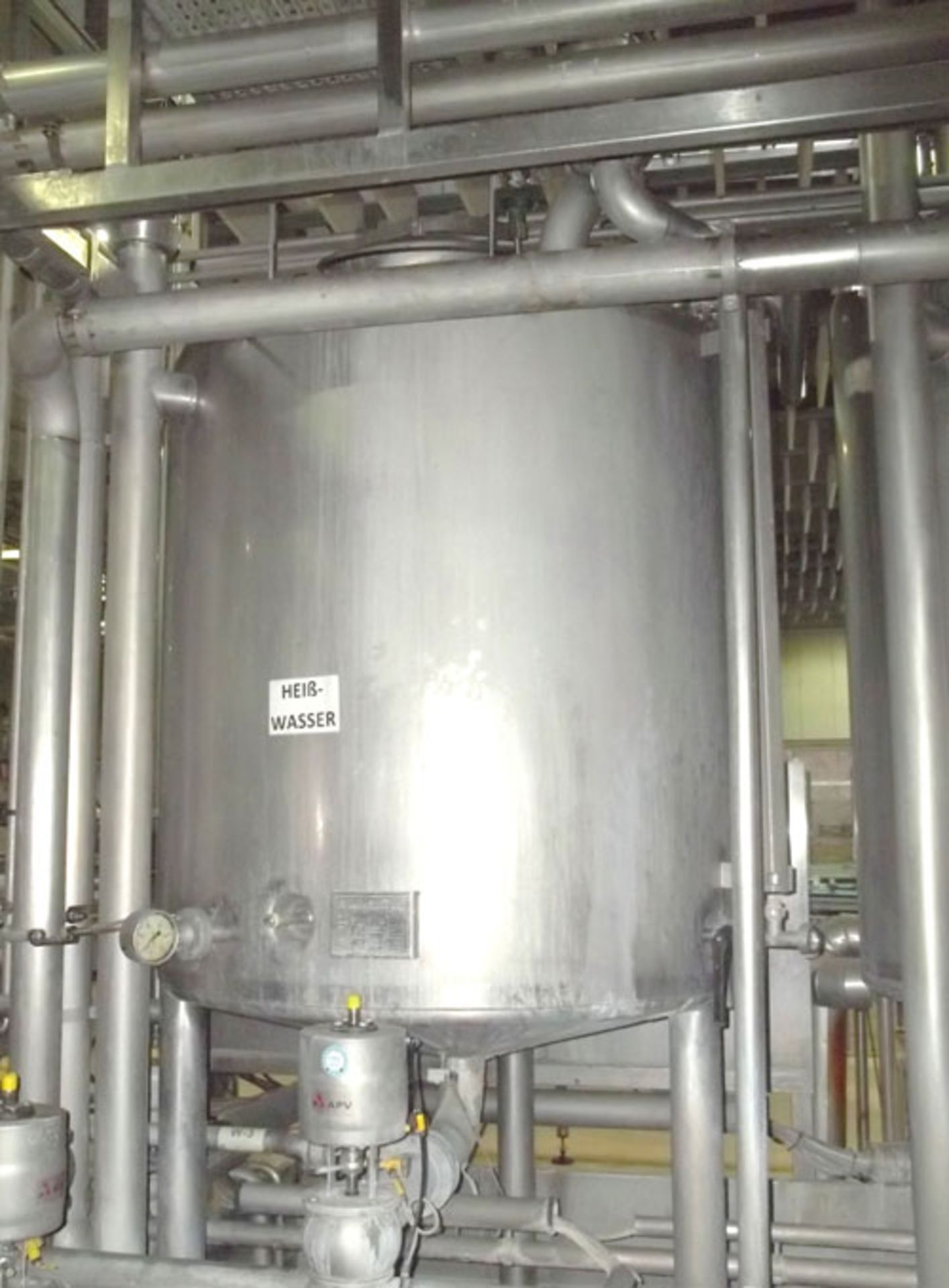 APV CIP System comprising of: (3) APV stainless steel tanks, type Heisswassertank, 529 gallon/2000- - Image 3 of 16