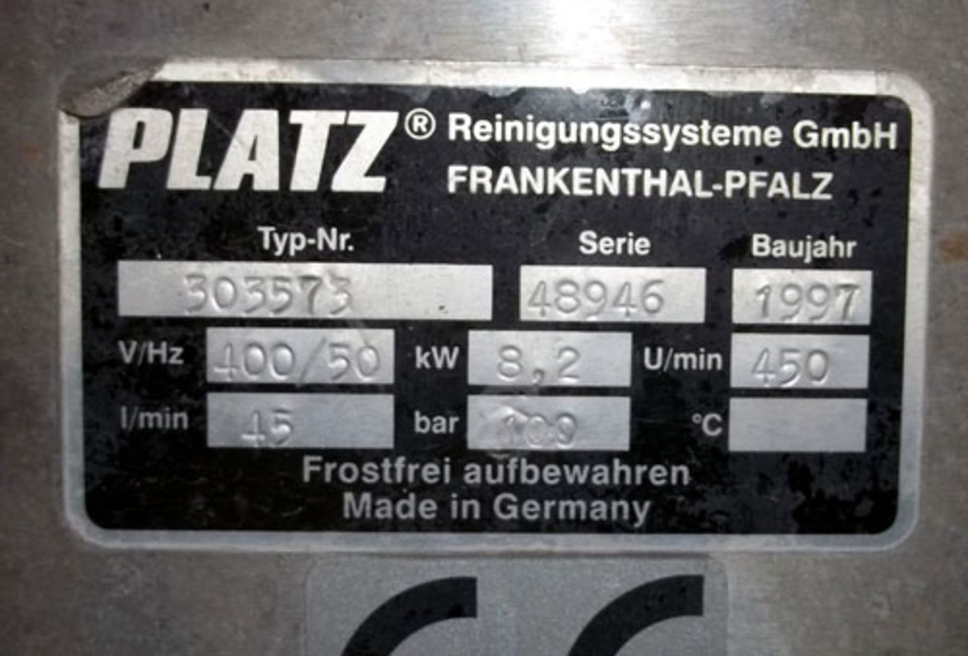 Platz Portable Washer, Model 303573, Serial# 48946, New 1997. (Dismantling and Loading Fee: €50) - Image 4 of 4