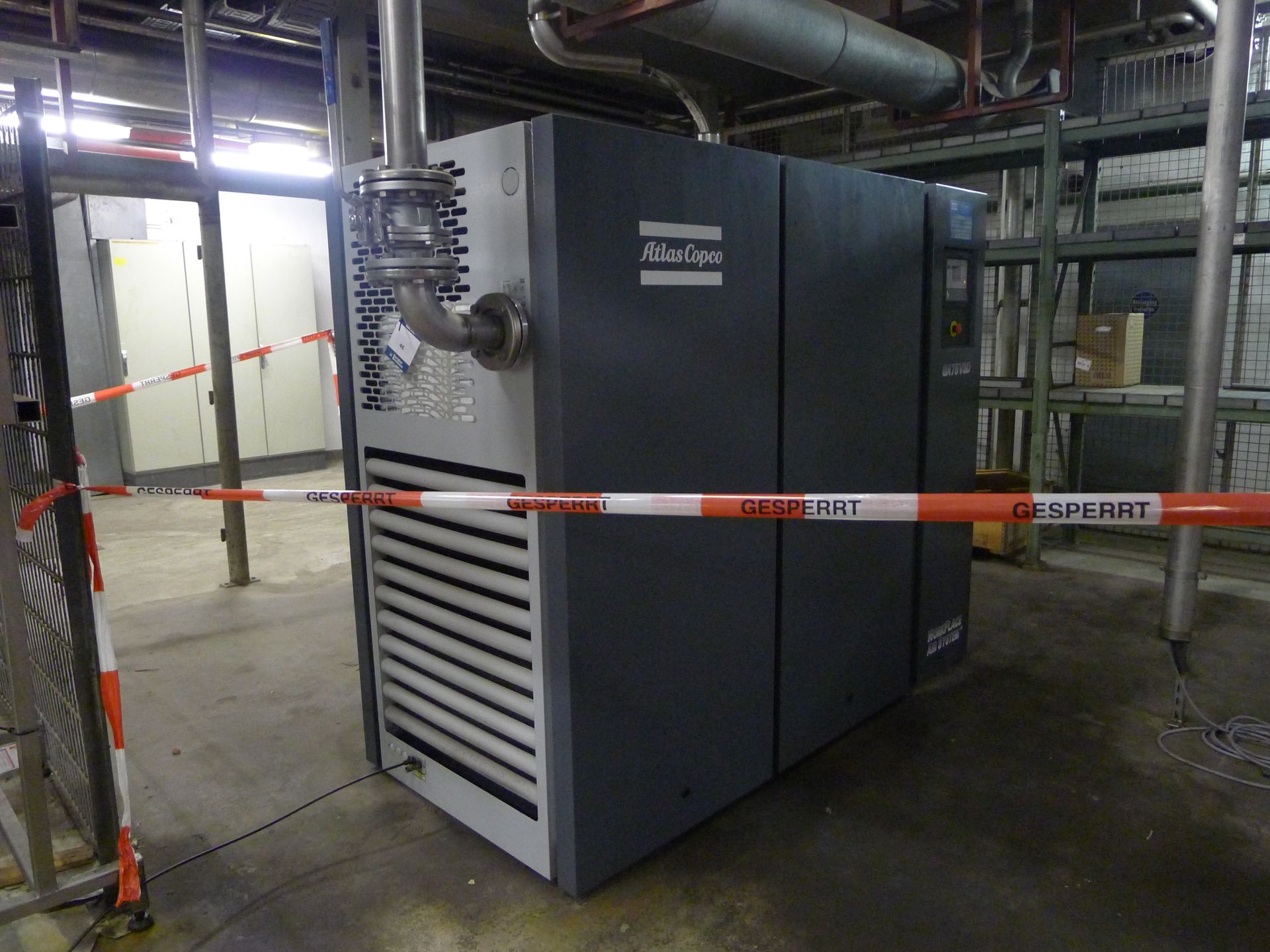 Atlas Copco GA75VSD rotary screw air compressor. Serial number AP1659032 (2012) (Dismantling and