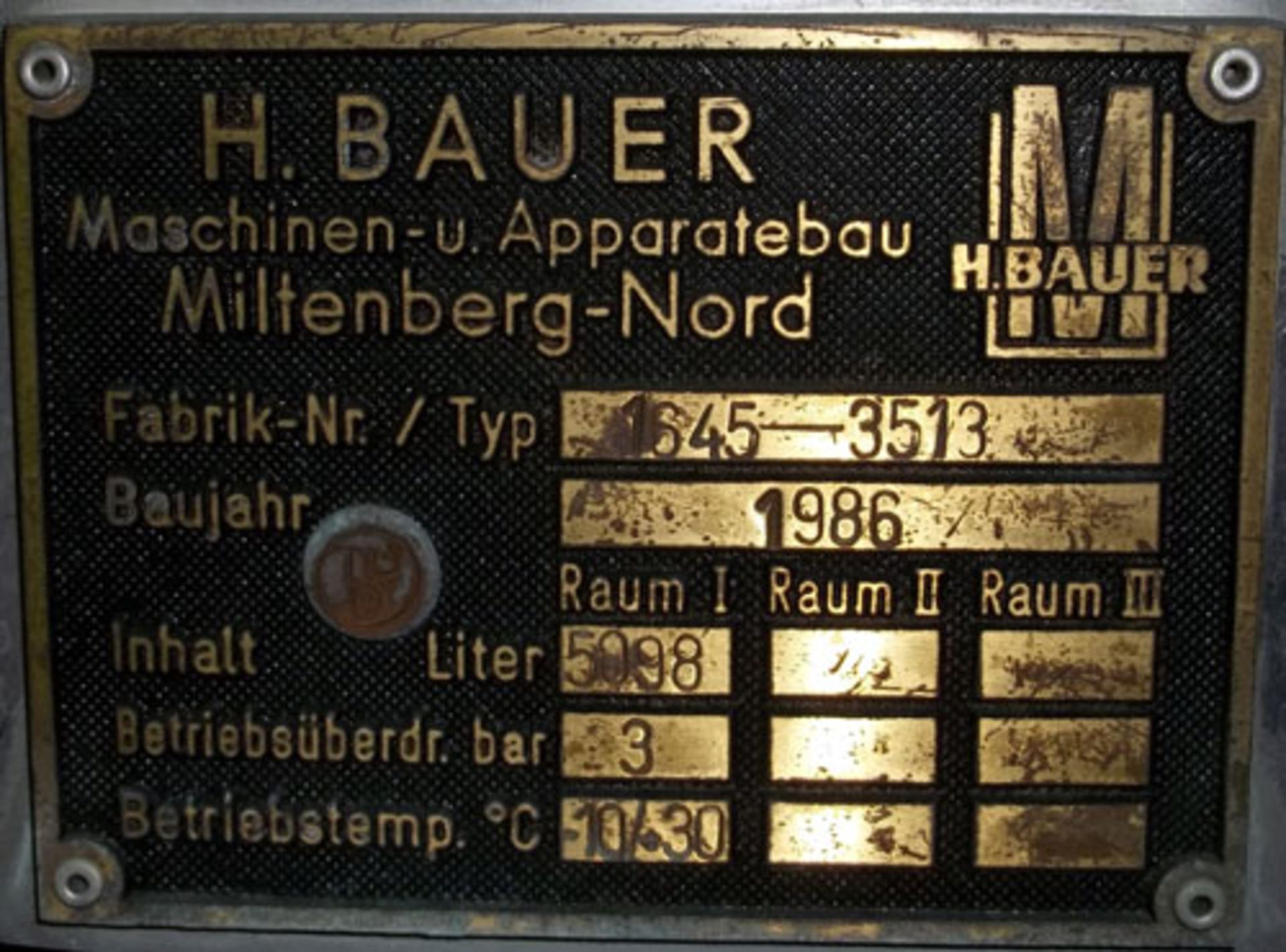 H. Bauer Maschinen-und-Apparatebau stainless steel tank, 1348 gallon (5098 liter) capacity, - Image 2 of 2