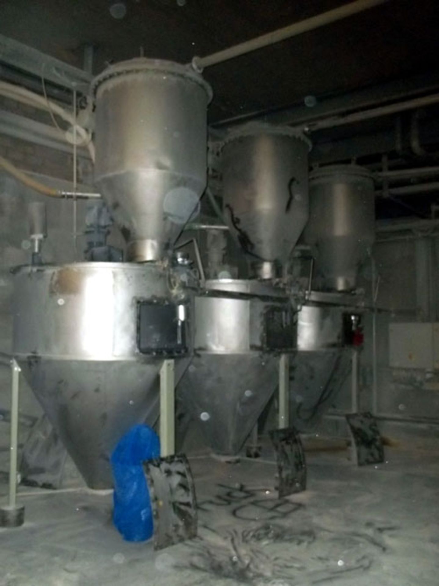 Powder System Consisting Of: (3) Stainless steel agitated hoppers with top mounted receivers and (3)