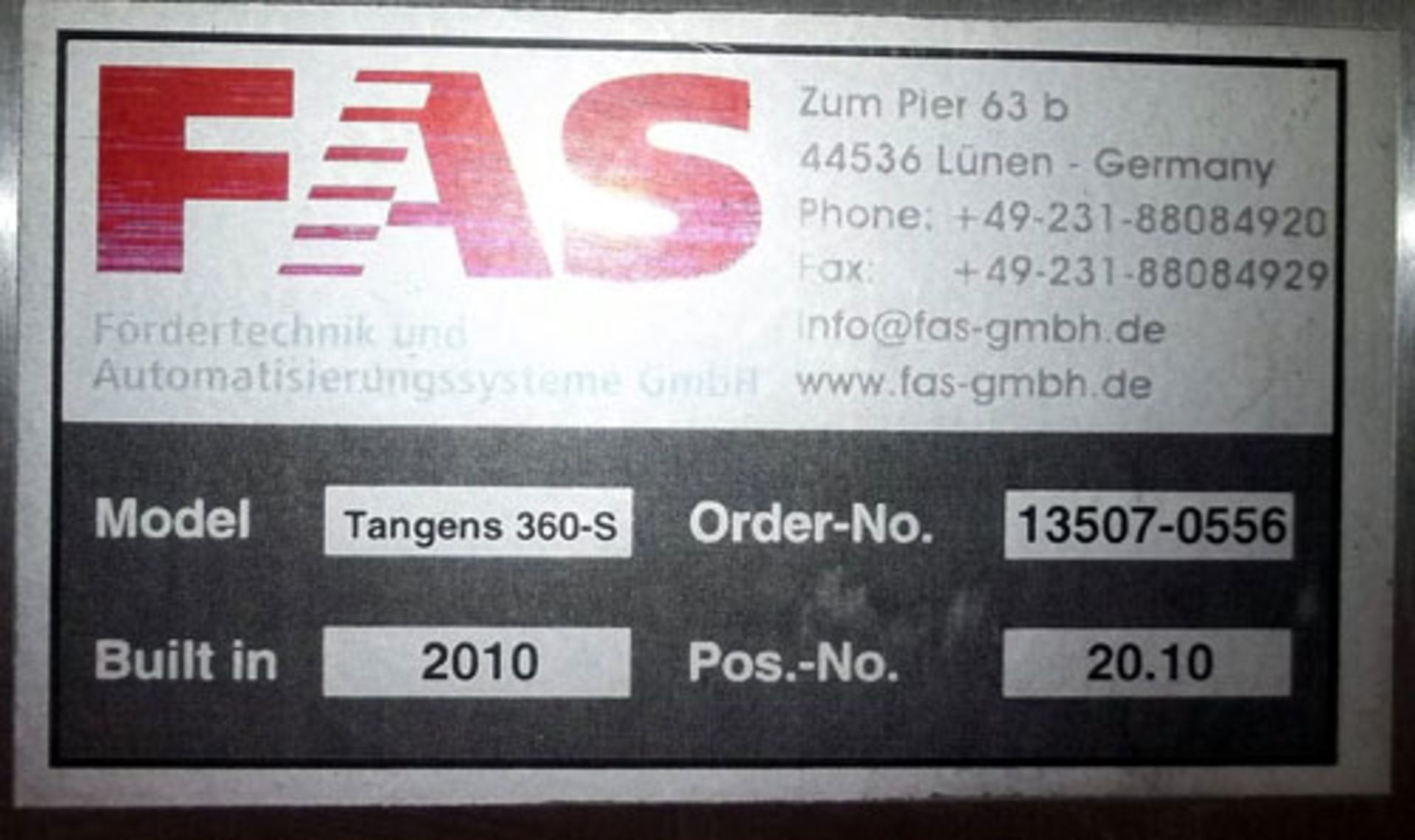 FAS Fordertechnik Automatisierungs Syatems Tangens 360-S Diverter. Order# 13507-0556, New 2010, **( - Image 5 of 5