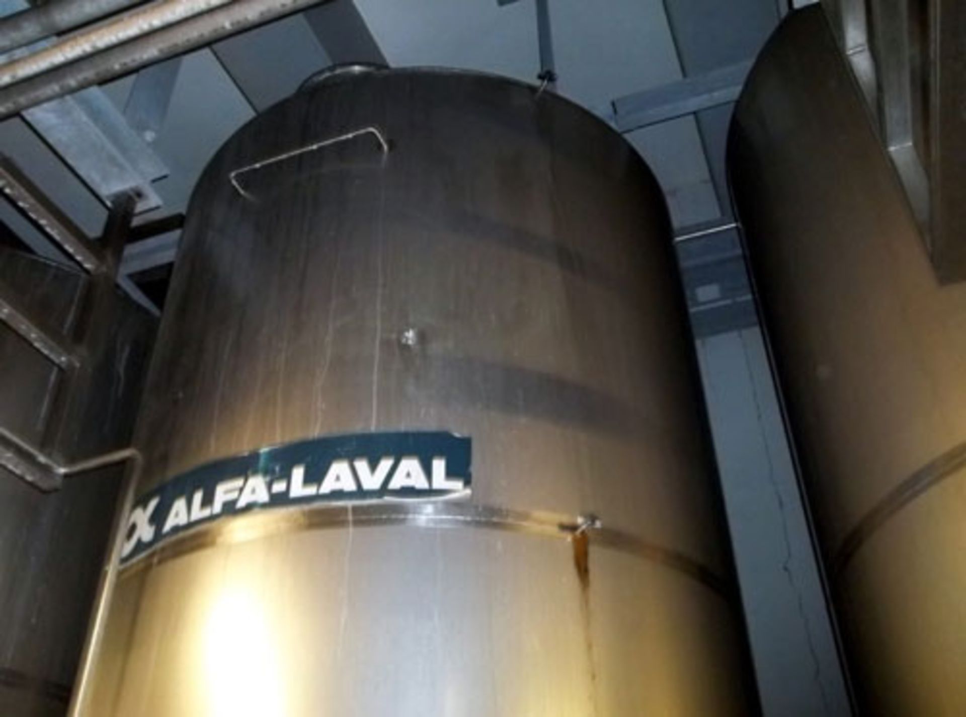 Alfa-Laval Tank, 10000 Liter (2641 Gallon), Type TV, Stainless Steel, Vertical. Coned bottom. - Image 2 of 4