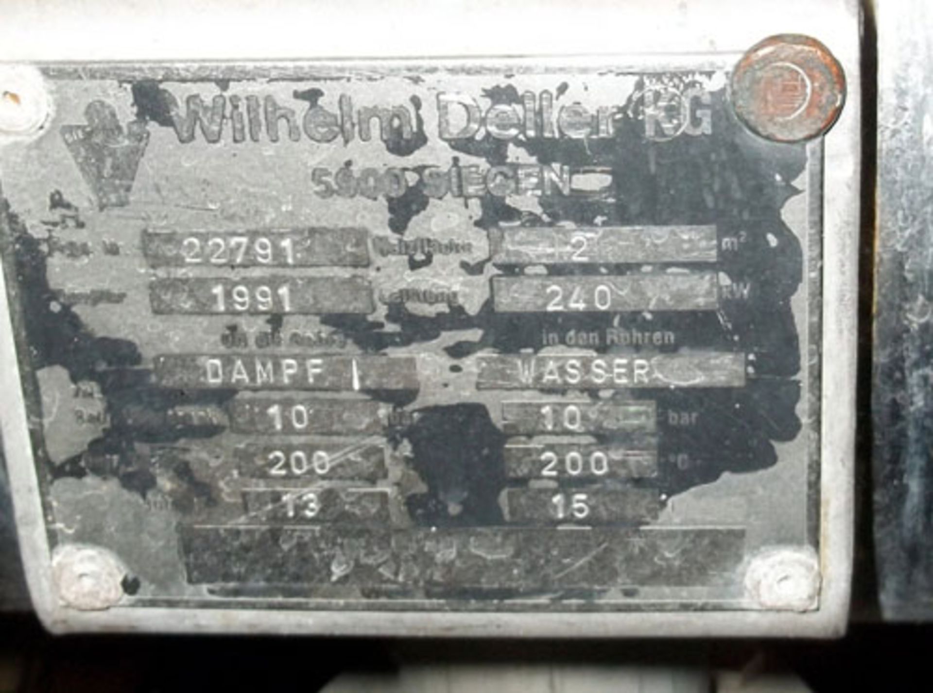 Ernest P. Fischer type 8.1. 300 HL/Hr stainless steel heat exchanger. Working pressure 20 bar (300 - Image 9 of 9