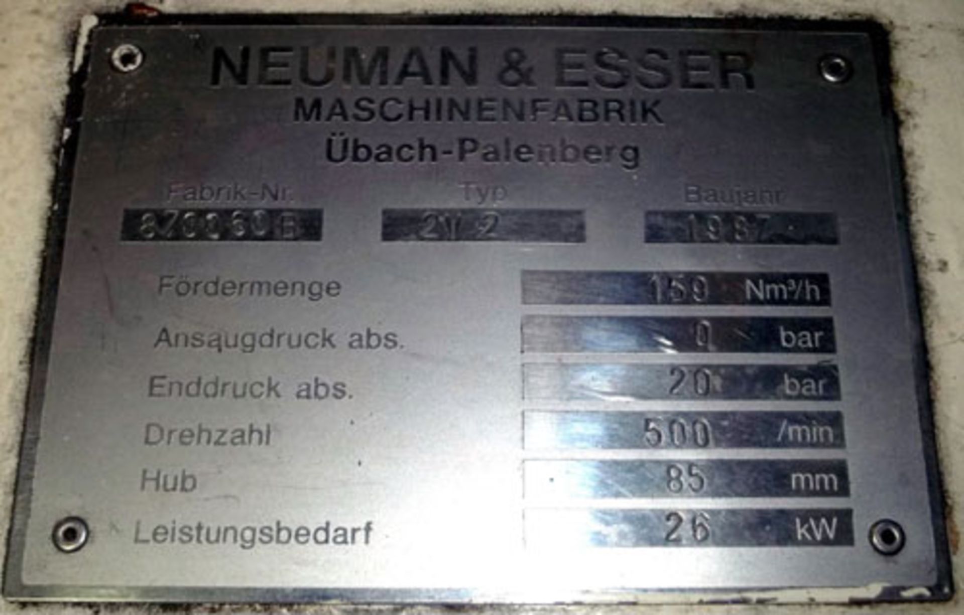 Neuman & Esser CO2 Compressor, Type 2V 2. Output 159 Nm3/h. Serial# 870060B, New 1987. ( - Image 6 of 6