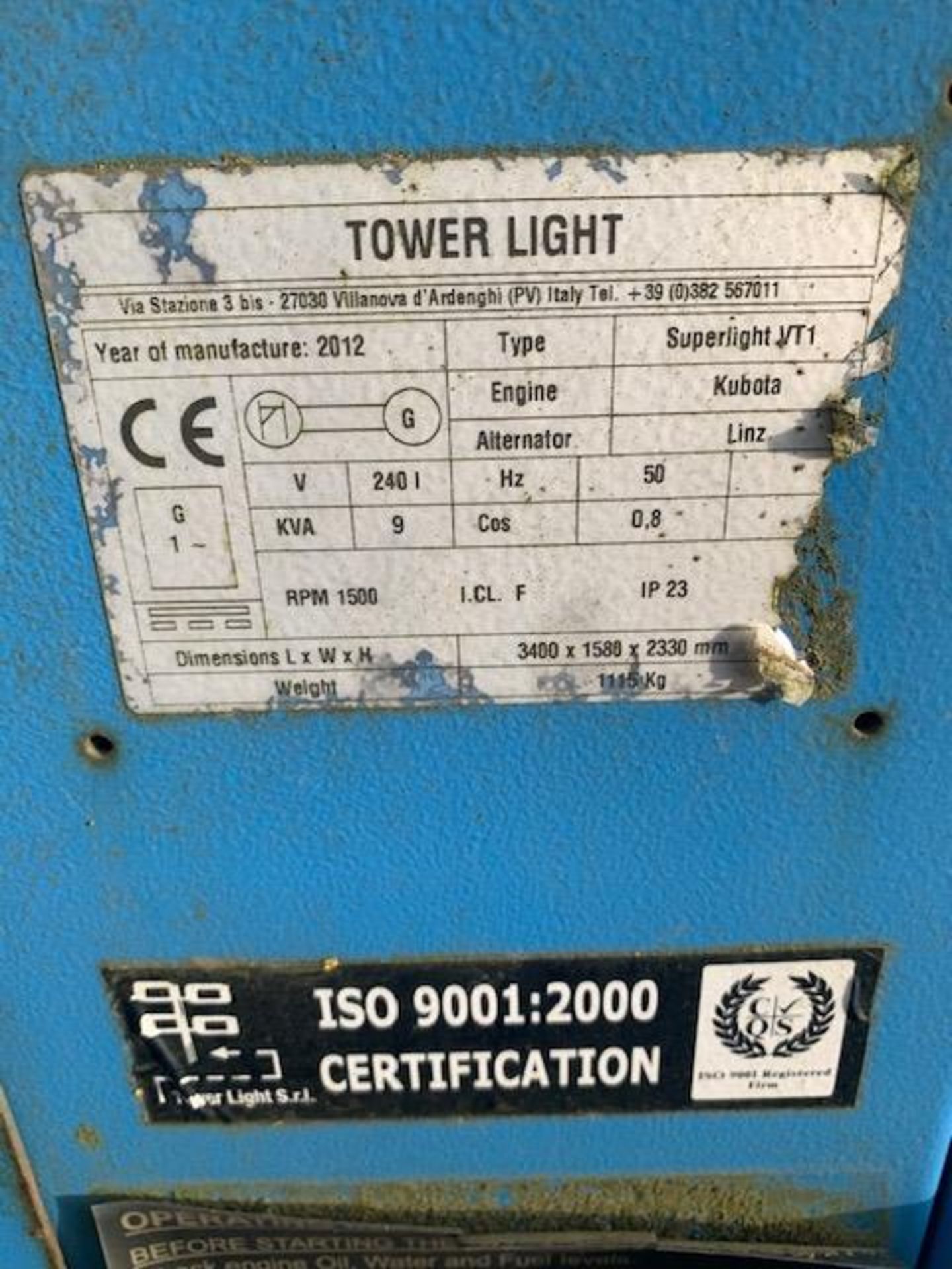 Tower light VT-1 Eco diesel driven lighting tower - Image 6 of 7