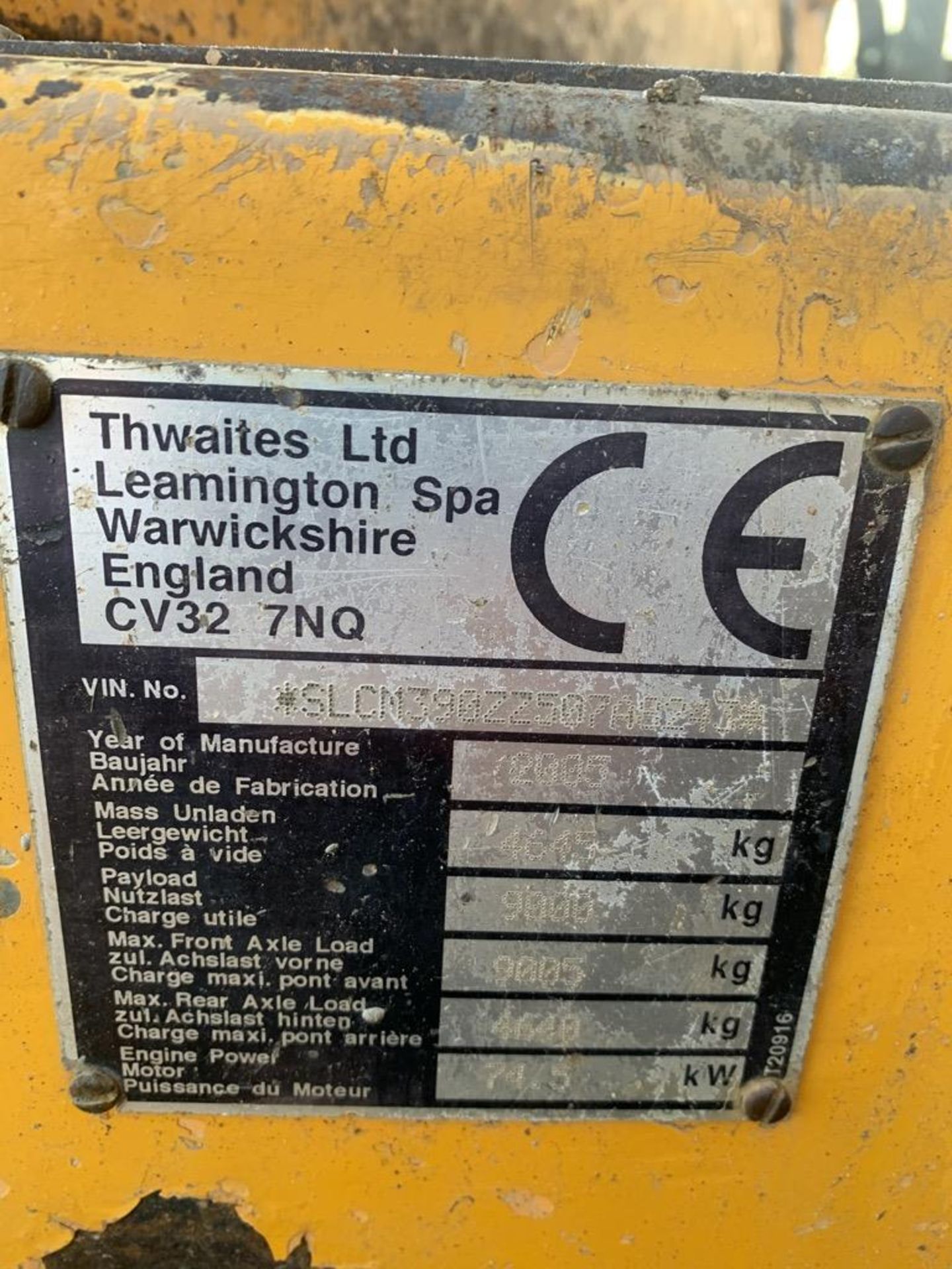 Thwaites 9 Ton Dump Truck Registration No. Q387 CBB First Registered: 25/01/2011 3841 Recorded Hours - Image 4 of 5