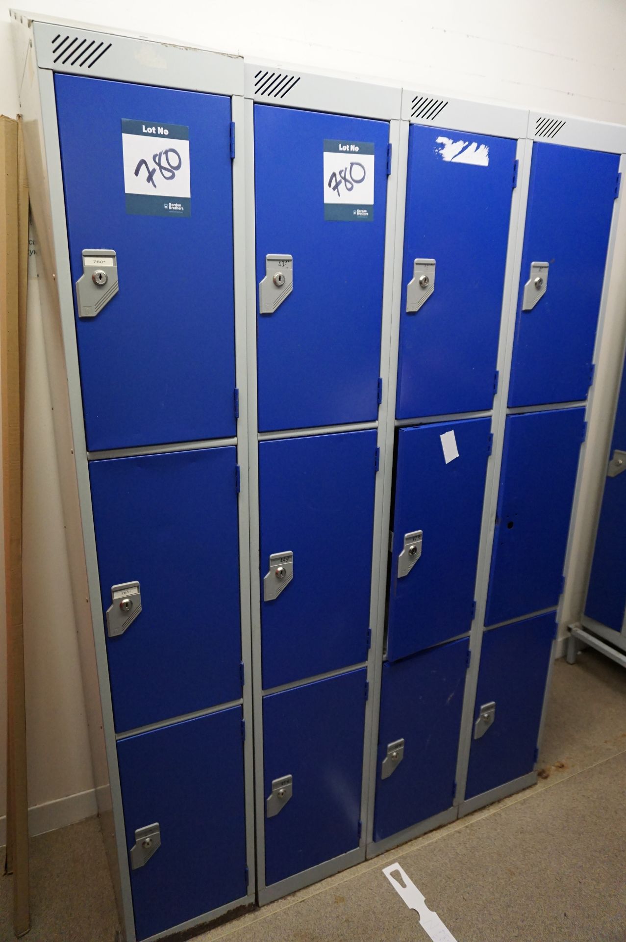 6 compartment; 3 x 3 compartment and 2 x 9 compartment, personnel storage lockers, some with/without