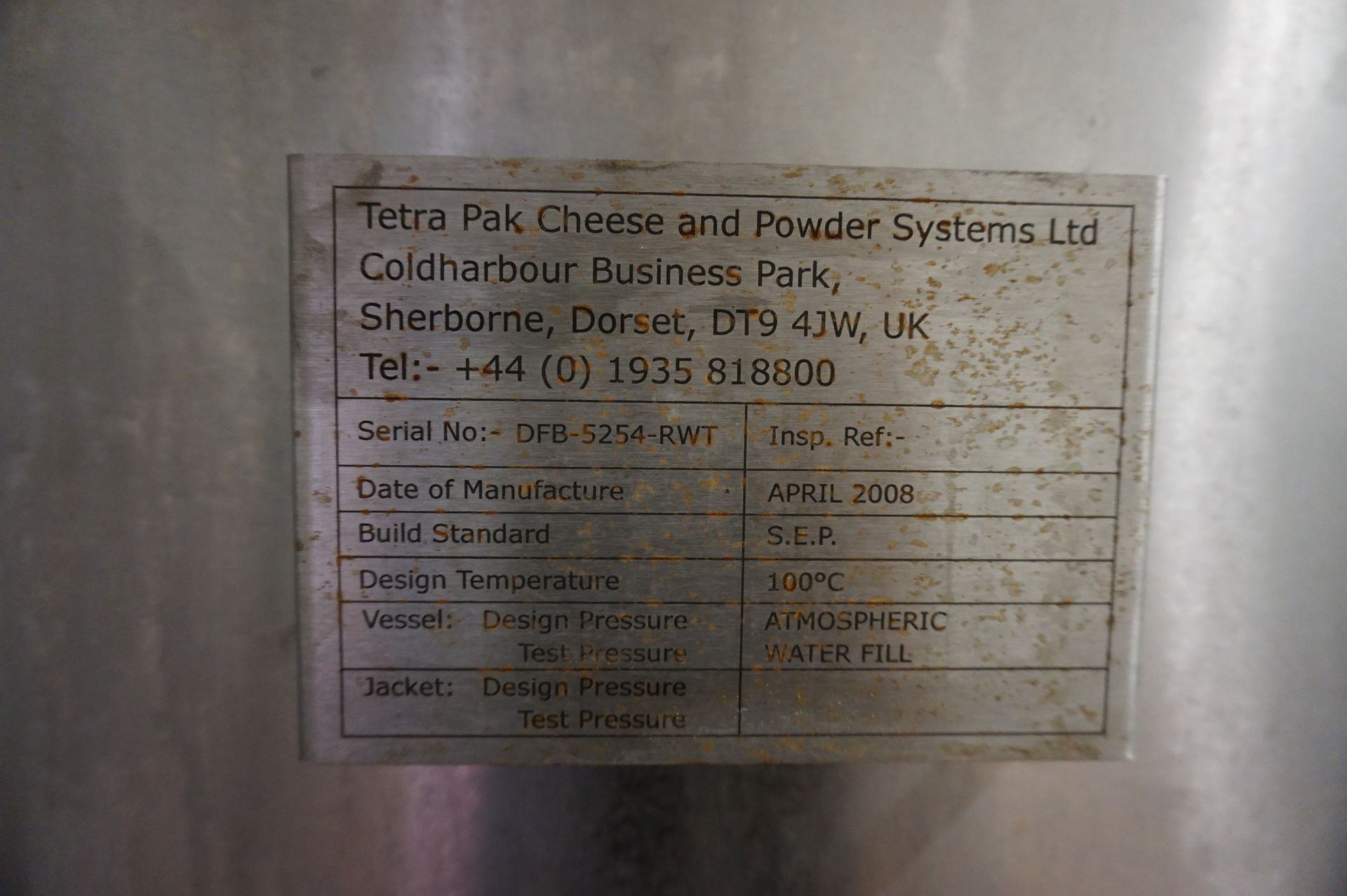 CIP System Comprising: Tetra-Pak fresh water tank, Serial No. DFB-5254-FWT (2008); Tetra-Pak reclaim - Image 6 of 14