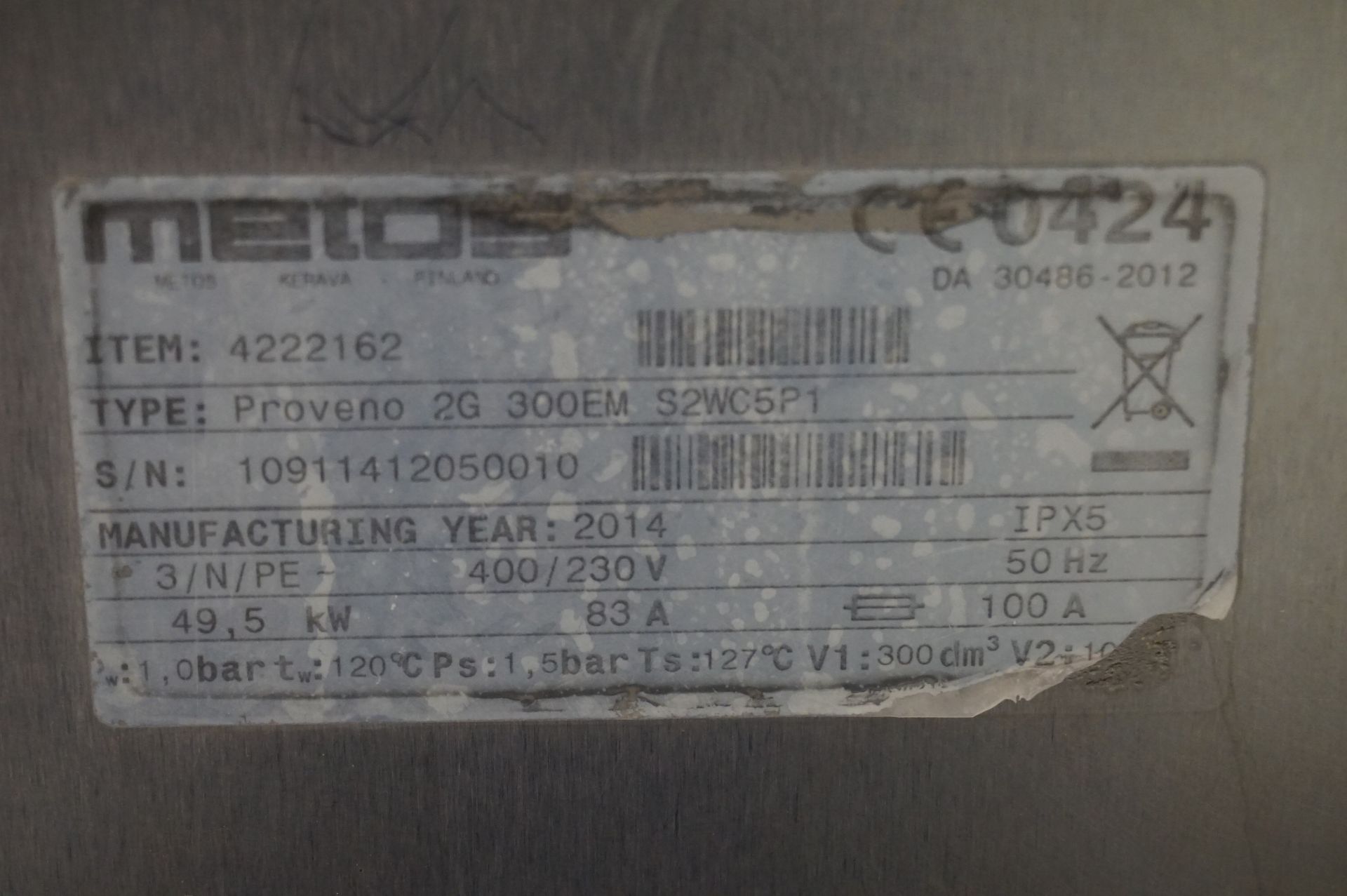 Metos, Model: Proveno 2G 300EM, 300L cook and cool vat, Serial No. 10911412050010 (2014) (May be - Image 5 of 6