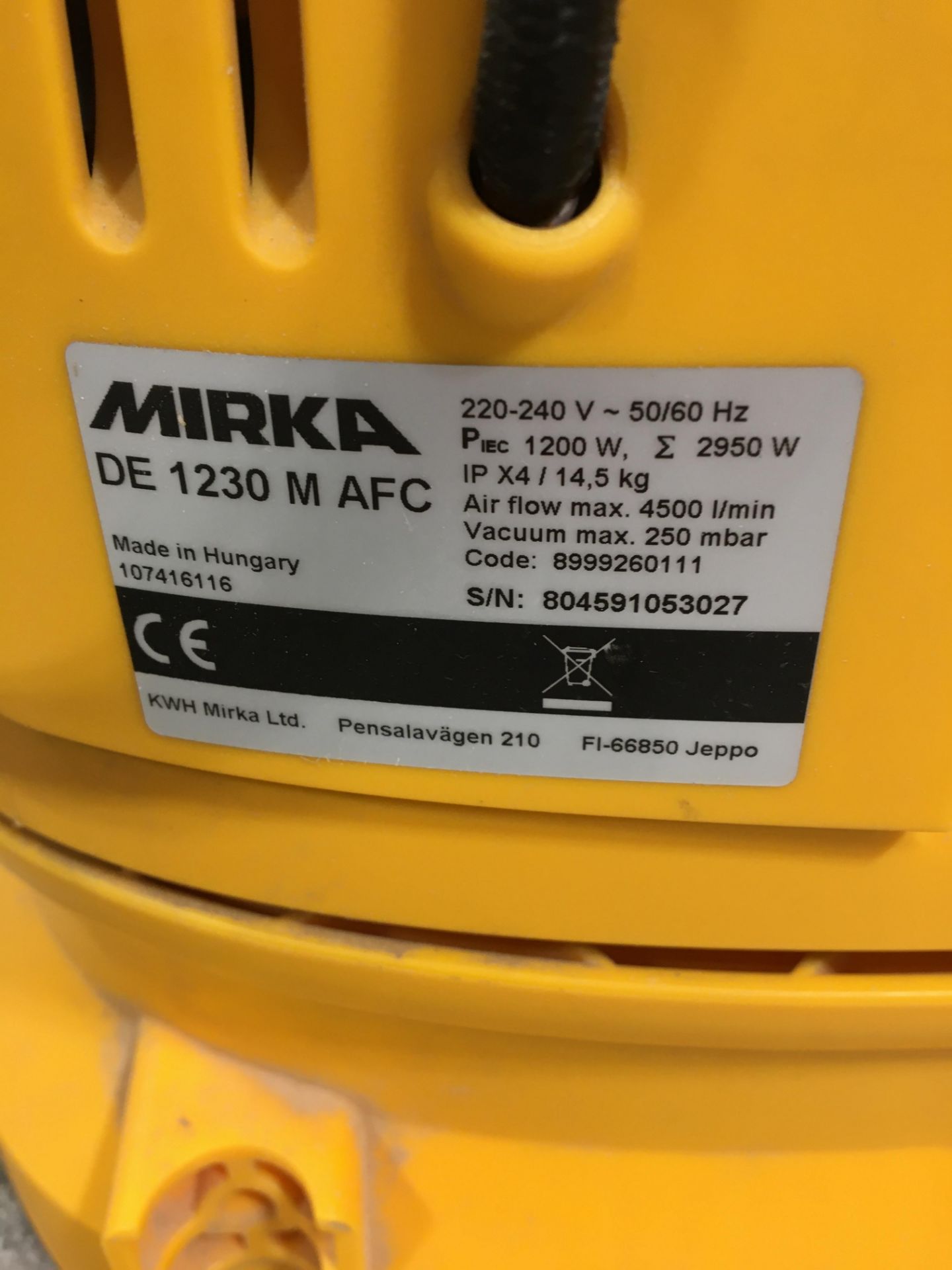 Mirka DE 1230 M AFC mobile dust extraction unit, Serial No. 804591053027 (No sander) (Location: - Image 2 of 2